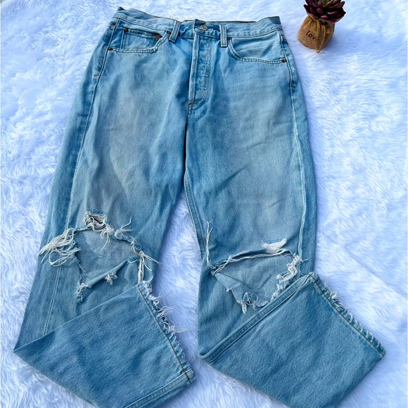 AGOLDE Riley High Rise Straight Crop Distressed Jeans - Picture 2 of 9
